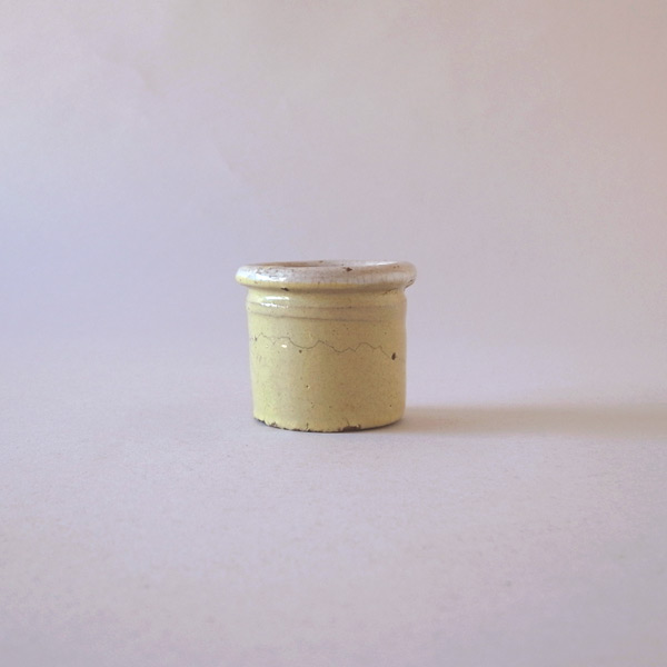 アンティーク 19世紀 黄釉薬 円筒容器 | 乳鉢 | 全体正面