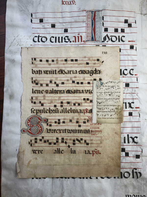 1400年～1600年代グレゴリオ聖歌ネウマ譜古い楽譜の大きさ-3枚の比較
